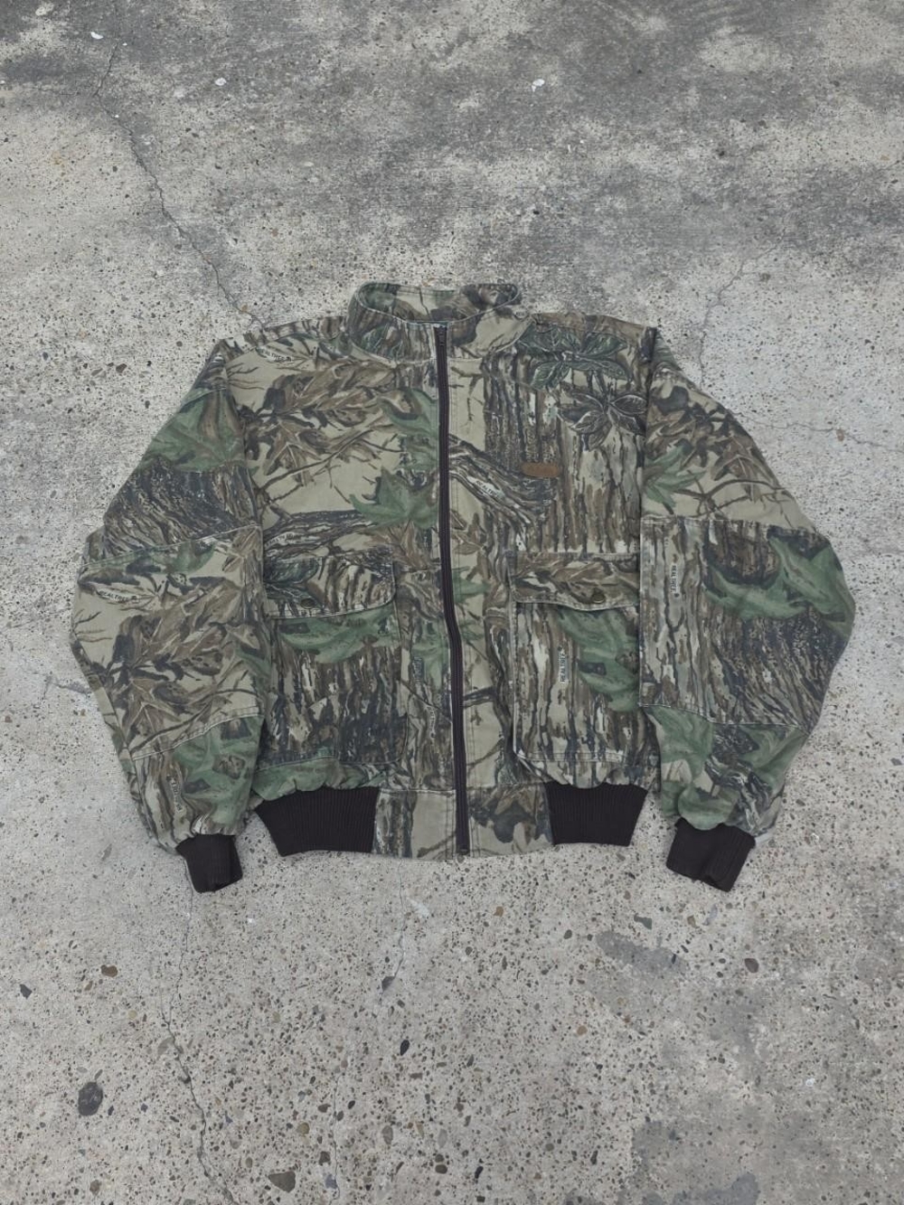Vintage Cabela's Mossy Oak Tree Camo Zipper Jacket Size XL